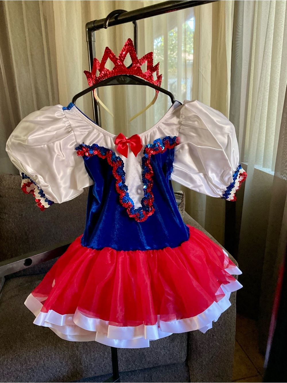 Patriotic Red, White & Blue Dance Costume with Tiara